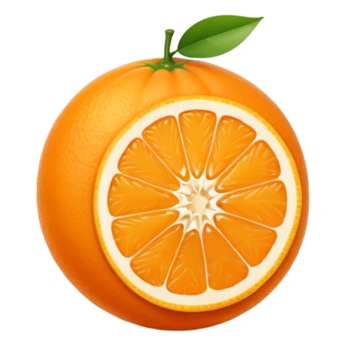 Hermès-style orange fruit, sliced open, luxury, cute emoji style sticker