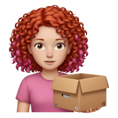 box carrier curly red haired pink tshirt girl  sticker