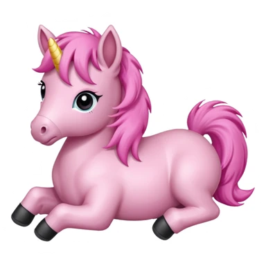 pink pony lying down and looking playful sticker