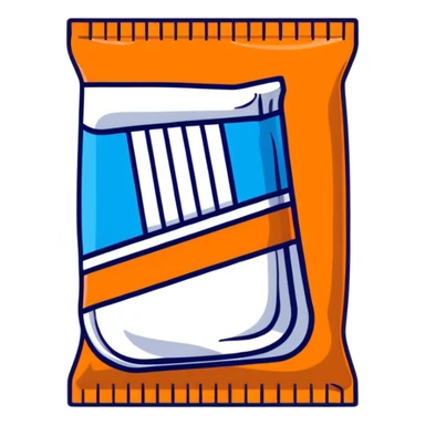 cartoon sugar packet with blue label sticker