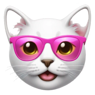 Cute cat with a pink sunglasses and glossy lips  sticker