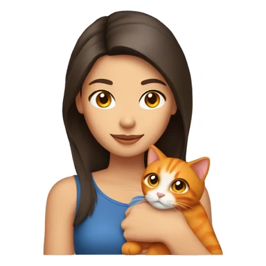 pretty brunette woman holding orange cat sticker