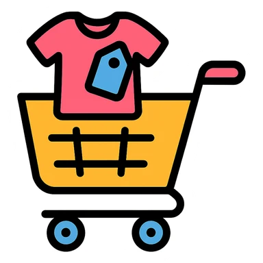 shopping cart with clothes sticker