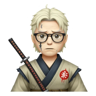 white zombie  samurai with glasses sticker