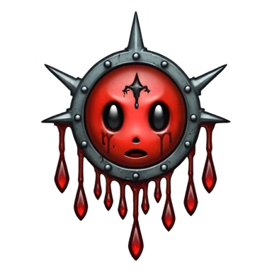 Upside-down halo dripping blood, black metal aesthetic, occult symbol sticker