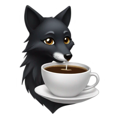 female black fox  drinking coffee sticker