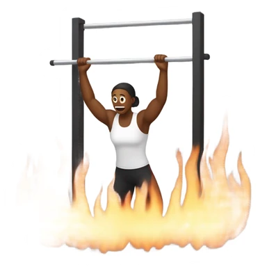 person pulling down a bar at the gym with fire in the background sticker