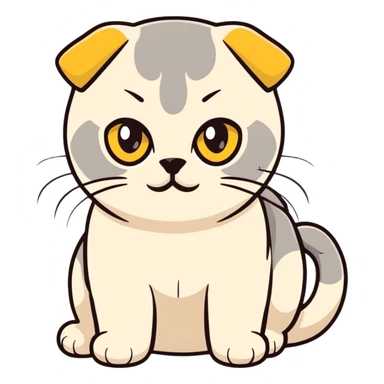 scottish fold beige colour with yellow eyes sticker