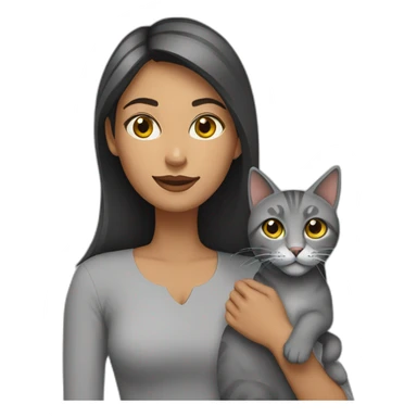 mujer con gato gris sticker