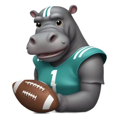 hippo with football helmet sticker