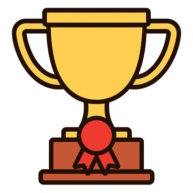 trophy color icon with a ribbon on the base sticker