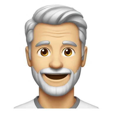 mid 50s dad, grinning, muscular, with beard, grey hair, portrait, wearing v necj t shirt sticker