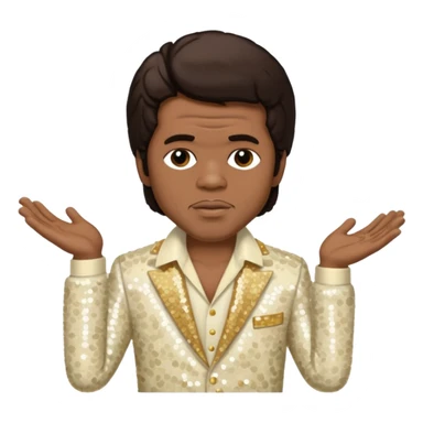 James Brown with dark brown hair, ivory sequin outfit sticker