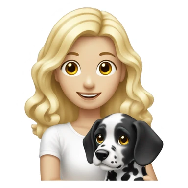 Blonde girl holding a Dalmatian  sticker