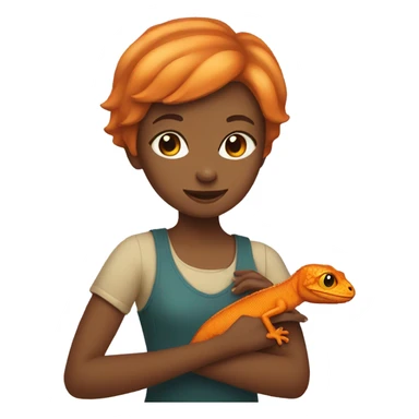 Short hair girl with orange lizard  sticker
