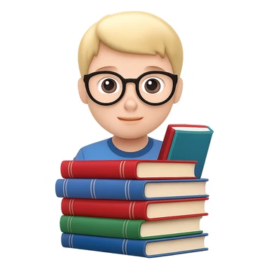 Add glasses to the boy in the style of emoji (apple style emojis). Keep the emoji style look and no background. sticker