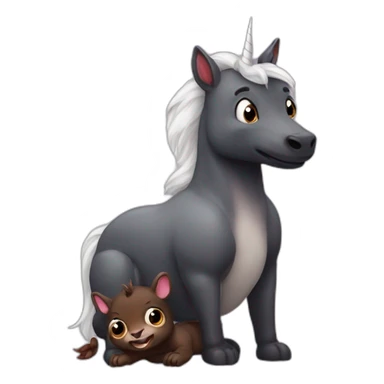 unicorn befriending a tasmanian devil sticker