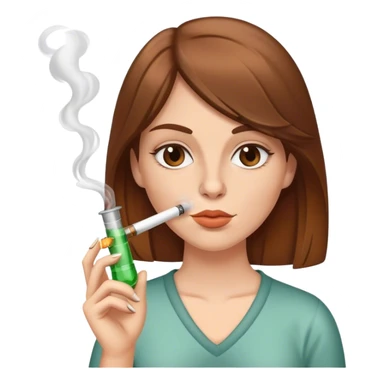 white woman with brown hair, smoking a bong  sticker