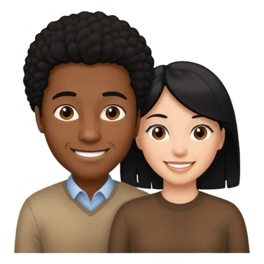 black man behind white woman with black hair sticker