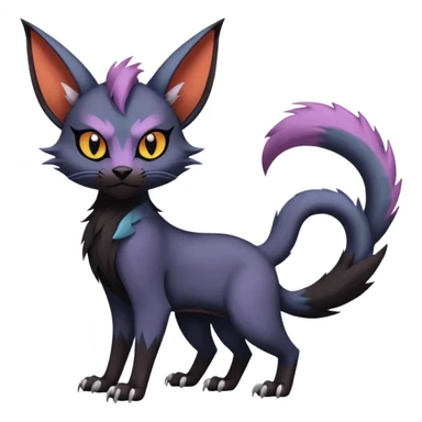 Black edgy Noivern-Noibat-Purloin-Torracat-Lykoi-Caracal-cat-Fakemon-fusion-hybrid-creature sticker