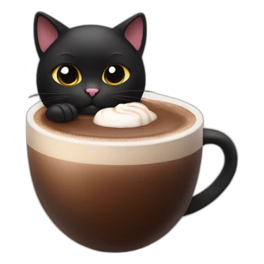Black Cat with a hot chocolate sticker