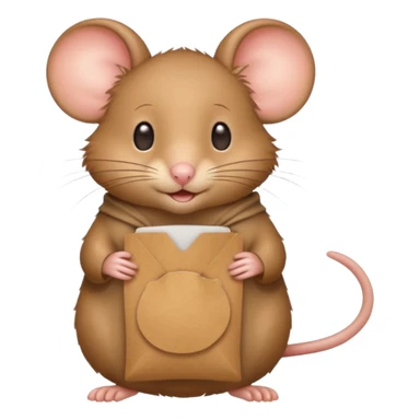 a mouse with a bag sticker