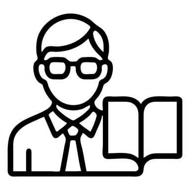 Icon school teacher and book sticker