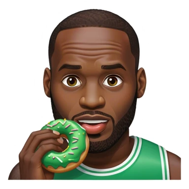 LeBron James eating a green doughnut sticker