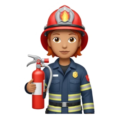 red haired firefighter with fire extinguisher sticker