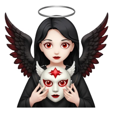 a demon taking the angel maask of his face sticker