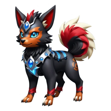 Shiny Gothic Exotic Futuristic Houndoom-Arcanine-Zorua-Torracat-Pokémon-Fakémon-hybrid-creature sticker