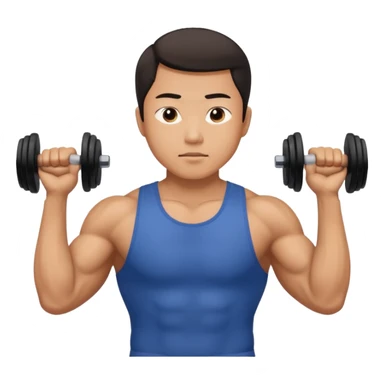 asian guy doing tricep workout sticker