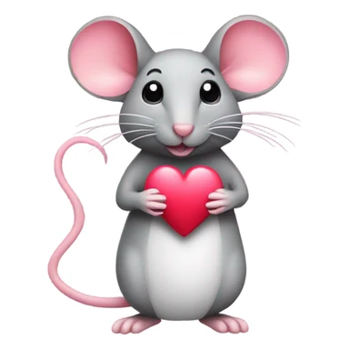 A mouse holding a red heart with a long pink tail  sticker