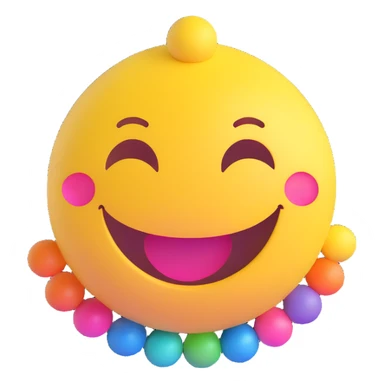 3D smiley emoji, girly, smiling, centered, with large colorful youthful elegant font text below: Anikó sticker