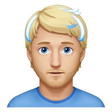 Genmoji style portrait of Logan Paul, blonde hair, blue eyes, short beard sticker