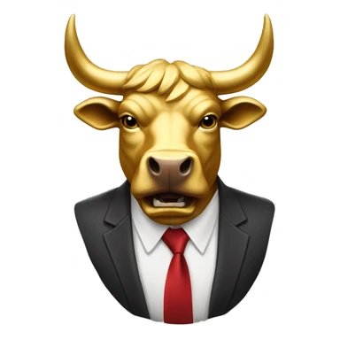 golden raging wall street bull portrait sticker