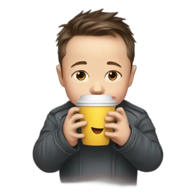 Baby Elon Musk holding cup while crying sticker