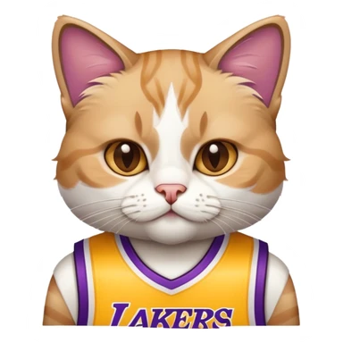 white brown Cat wearing a lakers lebron james jersey  sticker