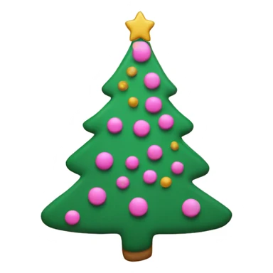 a brow cookie in a shape of a christmas tree and christmas tree to be drawn on it but in pink sticker