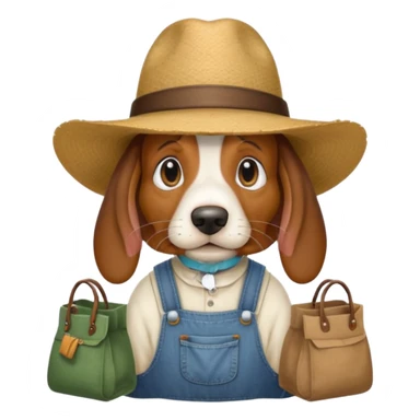 toothless hillbilly basset hound wearing a stetson and dungarees and has bagfs under the eys sticker