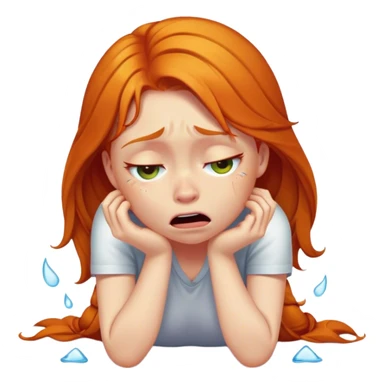 Ginger girl crying on floor  sticker