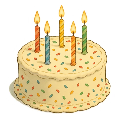 white birthday cake with sprinkles and candles sticker