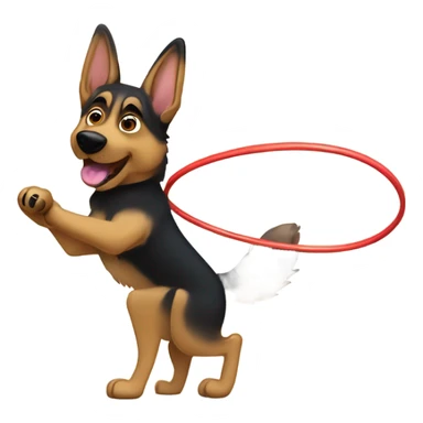 German Shepherd hula hooping ￼ sticker