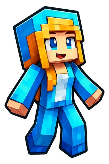 Extract the blue character on the left from the image as a separate image with a transparent background, preserving all details and colors of the character. sticker