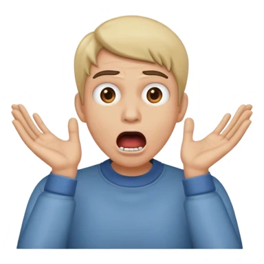 mouth open scared face with 2 hand place on face, with clothes sticker