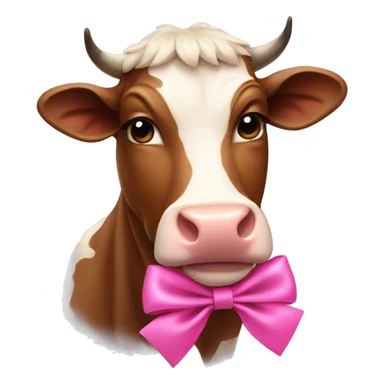 brown cow with pink bow sticker