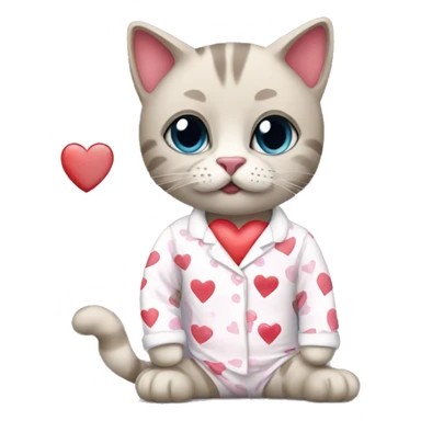 Cats with heart pajamas  sticker