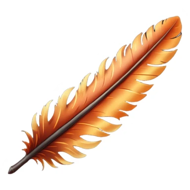 iOS emoji, dark fantasy feather, burned edges, ember glow, soft shadow, minimal sticker