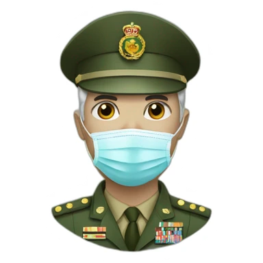 a military Head Portraits in a Medical masks sticker