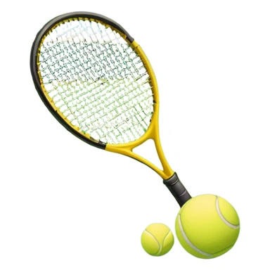 A tennis racket and a ball placed on the ground, with a tennis court in the background. The court lines and net are visible, emphasizing the structure and focus of the sport, creating a dynamic and energetic vibe. sticker